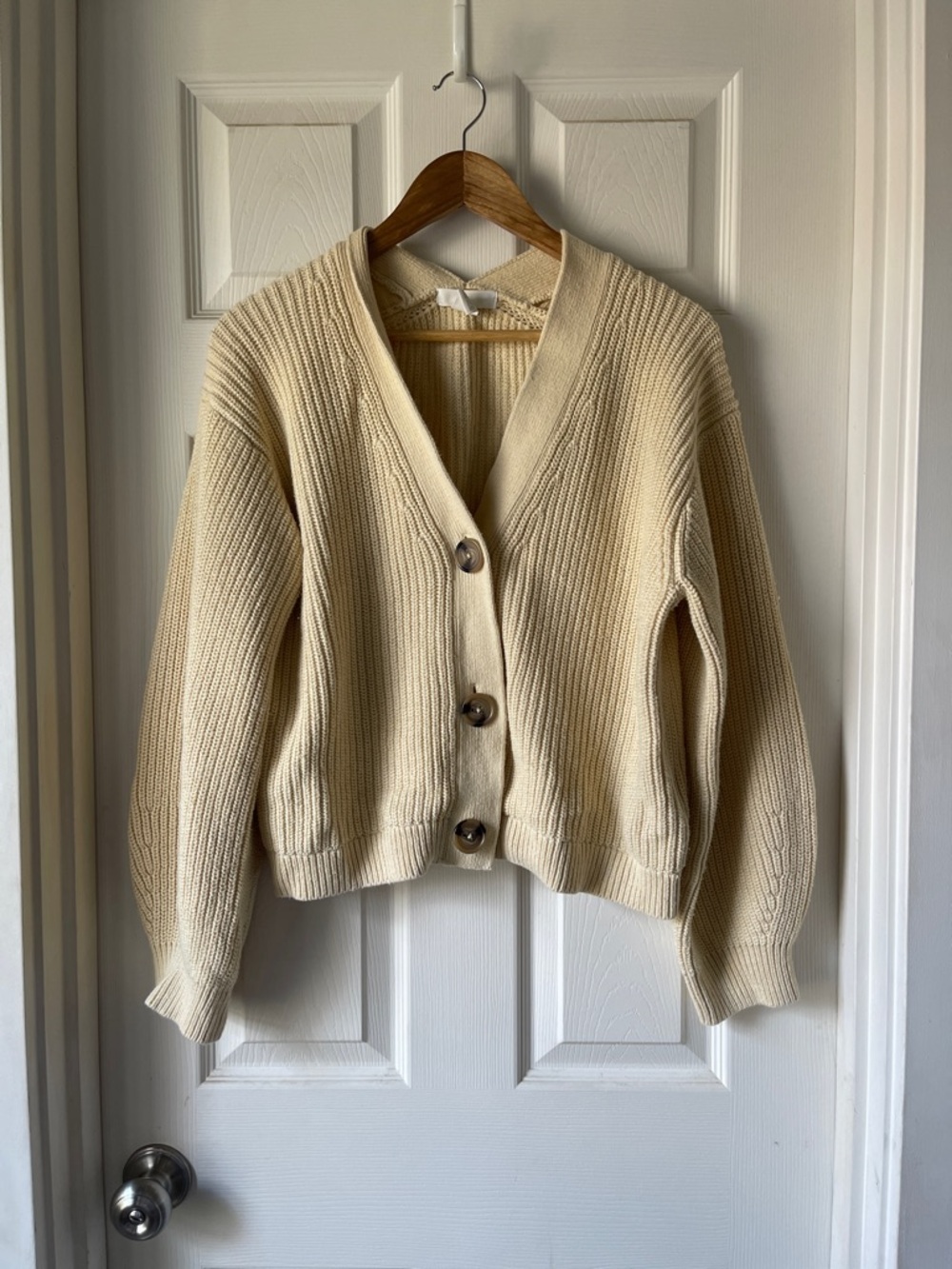 H&M Butter Yellow Cotton Blend Cardigan